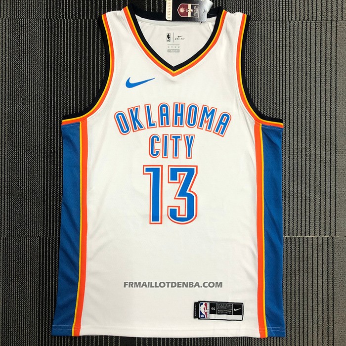 Maillot Oklahoma City Thunder Paul George NO 13 Association Blanc
